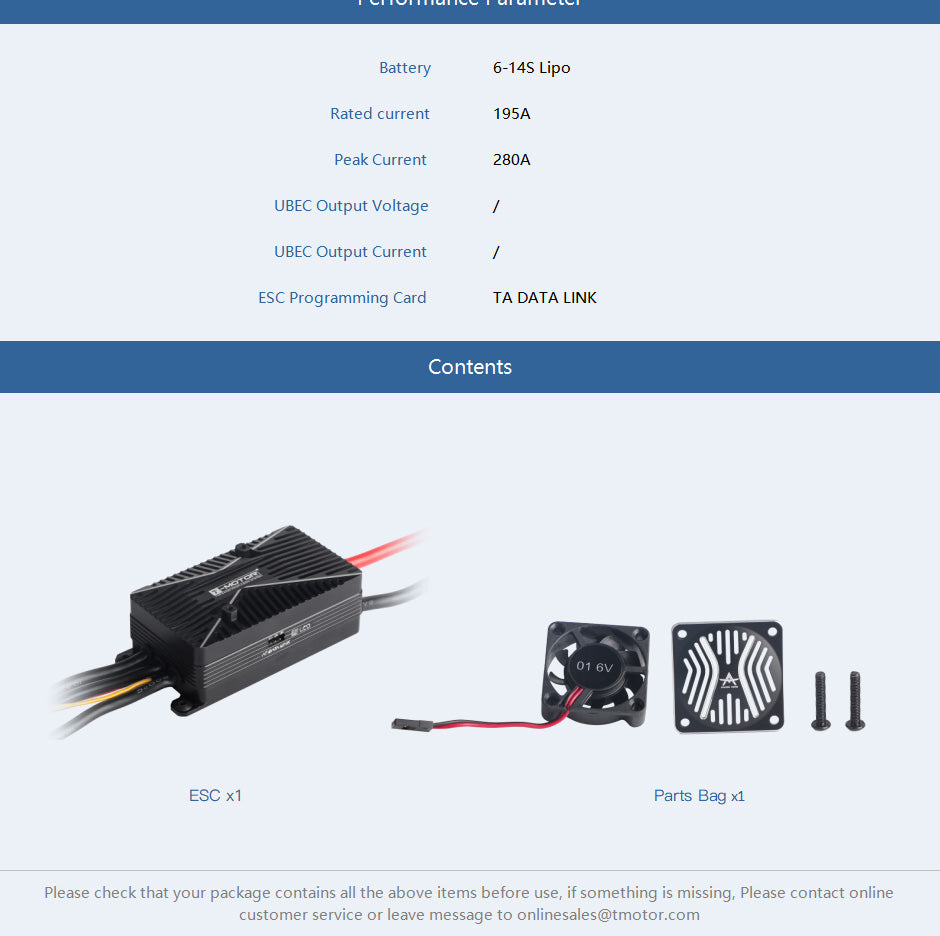 T-Motor AT195A Brushless esc 6-14s