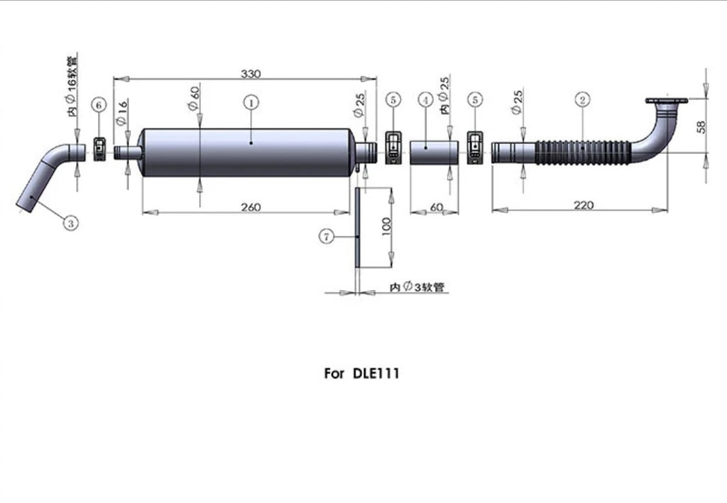 DLE 55, 61, 111, 120 Kanister-Schalldämpfer-Set