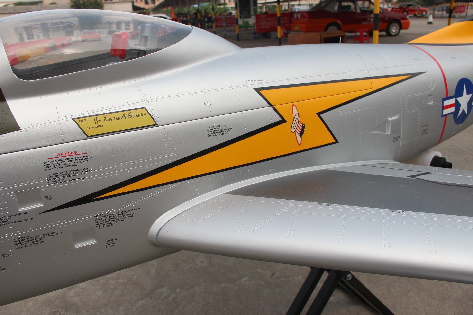 Pilot rc 2.2m F-86D Sabre with tail pipe, UAT, Kevlar fuel tank