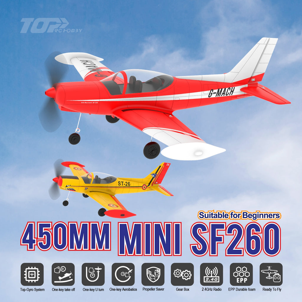 TOP RC HOBBY 450mm SF260 Siai Marchetti Red RTF Mode 2
