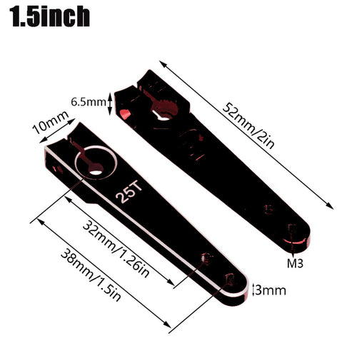RCP aluminum servo arm black 38mm m3 25T