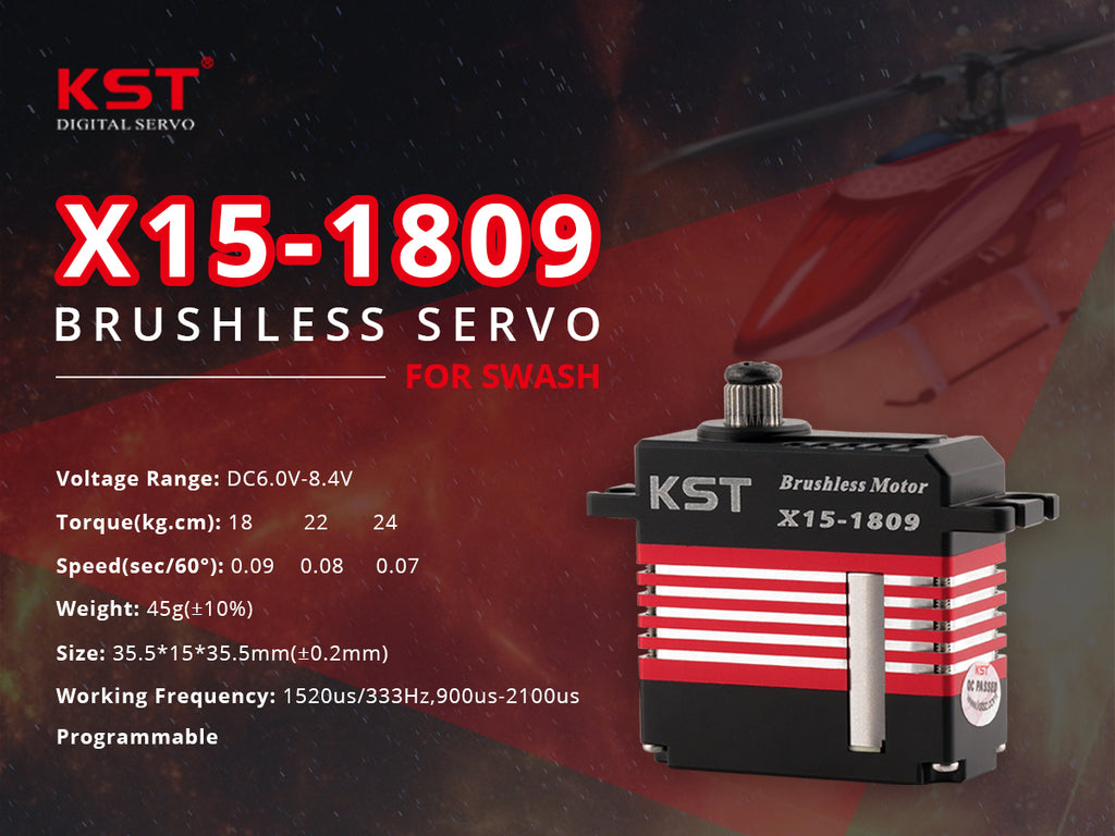 KST X15-1809 V8.0 Brushless HV Mini Servo – 24kgf.cm, 0.07 sec/60°