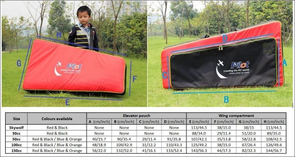 wing bag set pilot-rc 35cc red/black