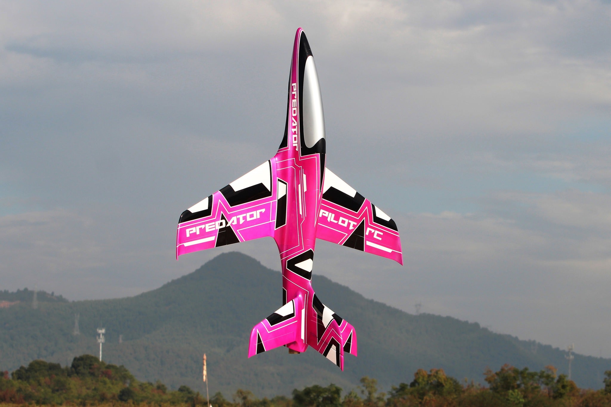 Pilot rc 2.2m Predator jet V2 pink, retracts,air trap,tail pipe.