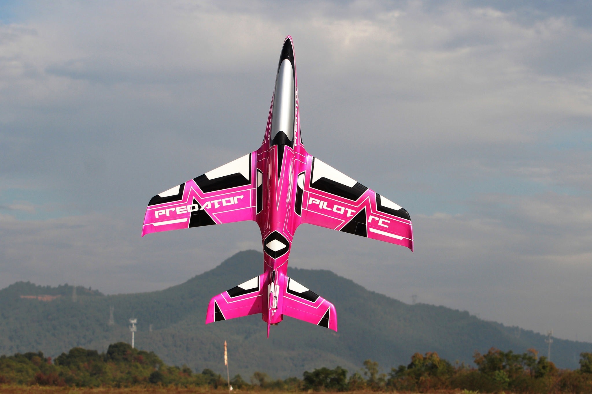 Pilot rc 2.2m Predator jet V2 pink, retracts,air trap,tail pipe.