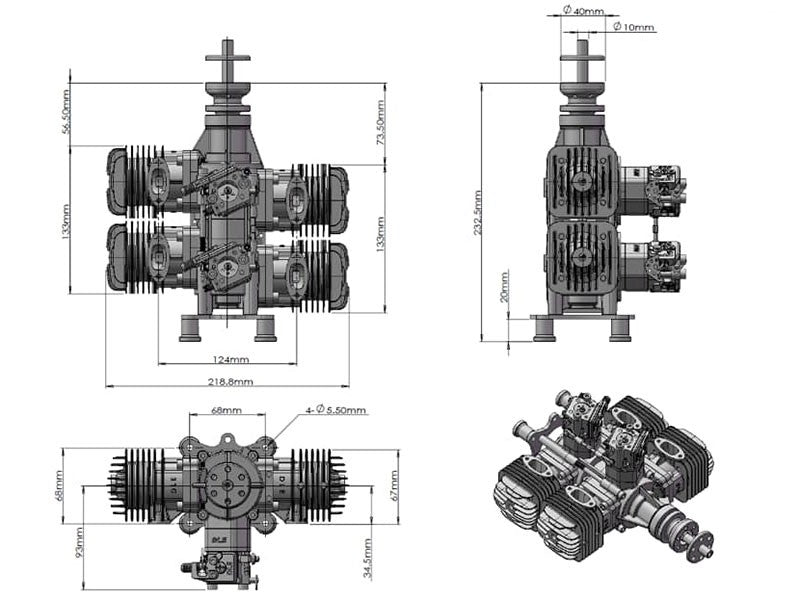 DLE-120-T4 120cc 4-Cylinder Engine