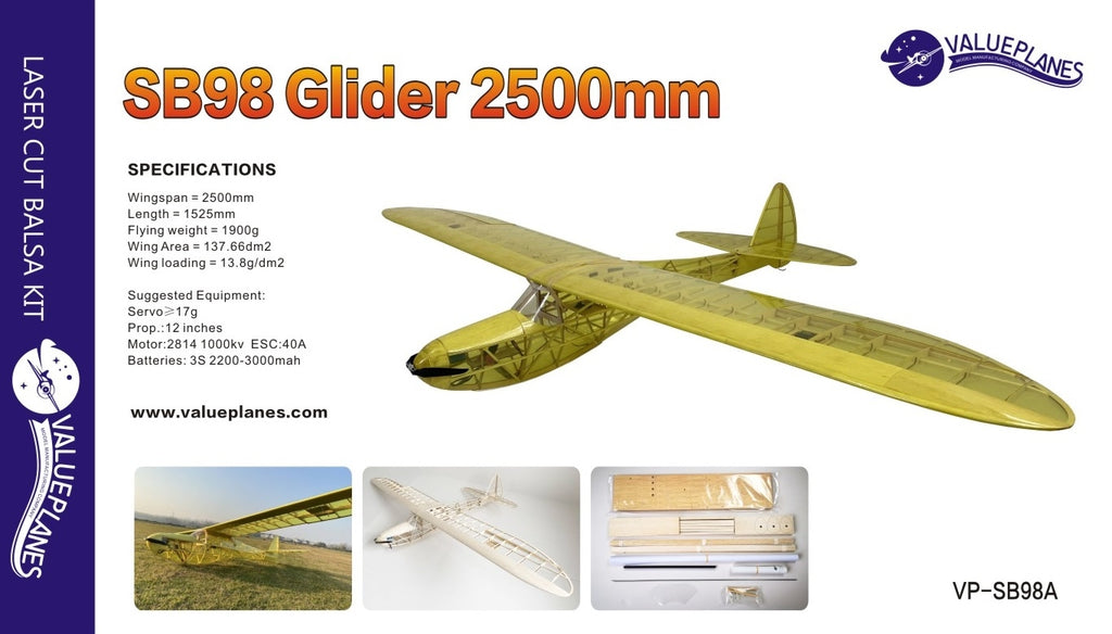 Value planes SB98 Glider 2500mm wingspan built kit