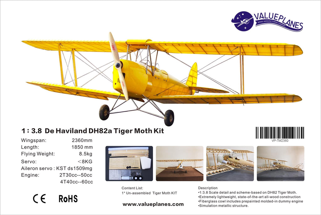 Value planes 1:3.8 De Haviland DH82a Tiger Moth