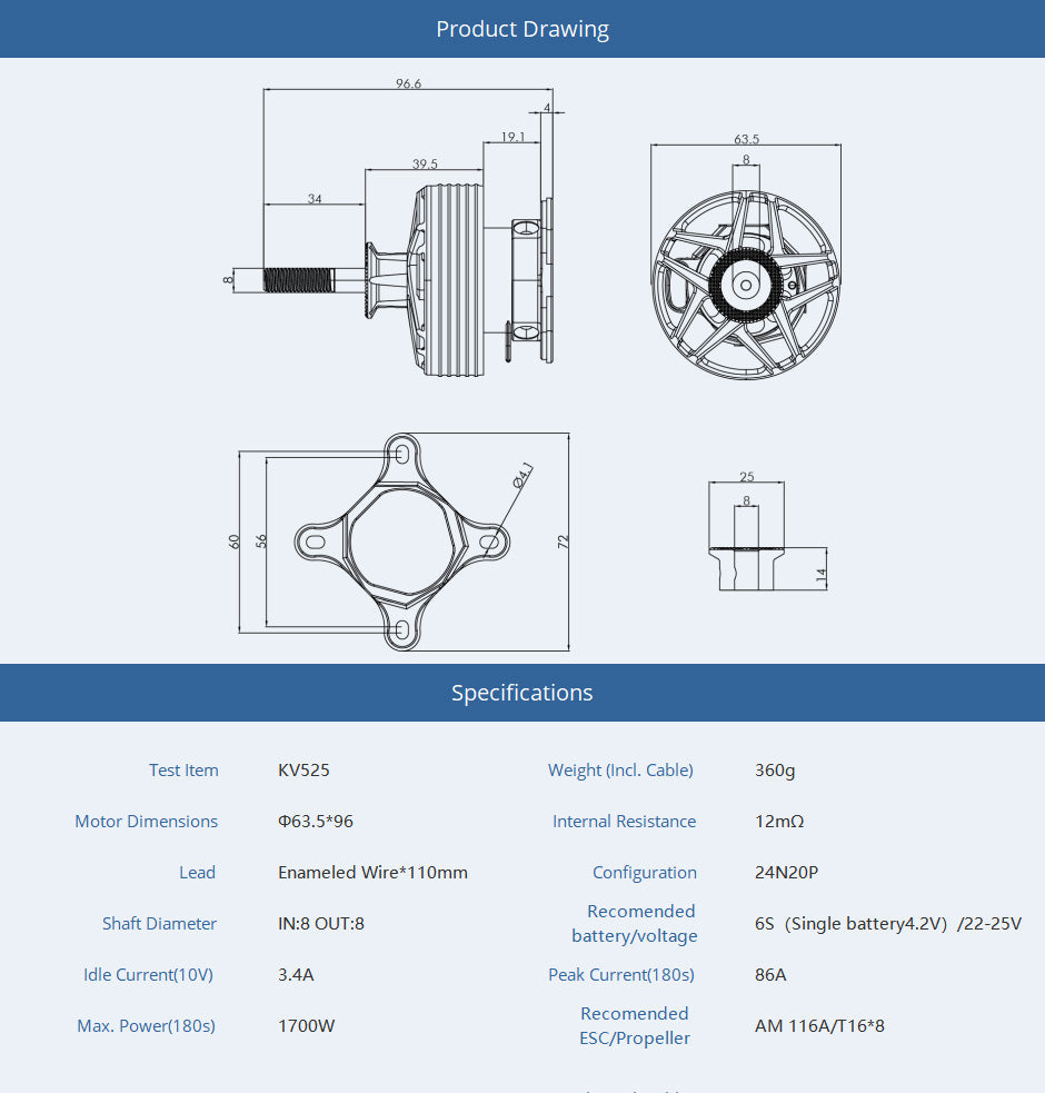T-Motor AM600 555KV motor