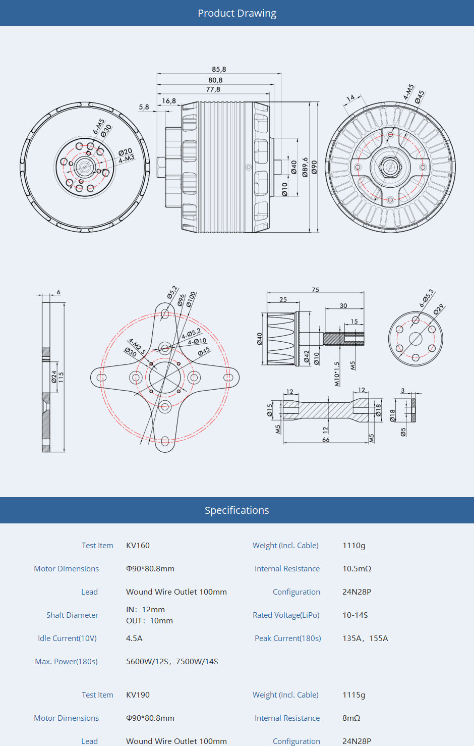 T-Motor AT8030 KV160 85CC