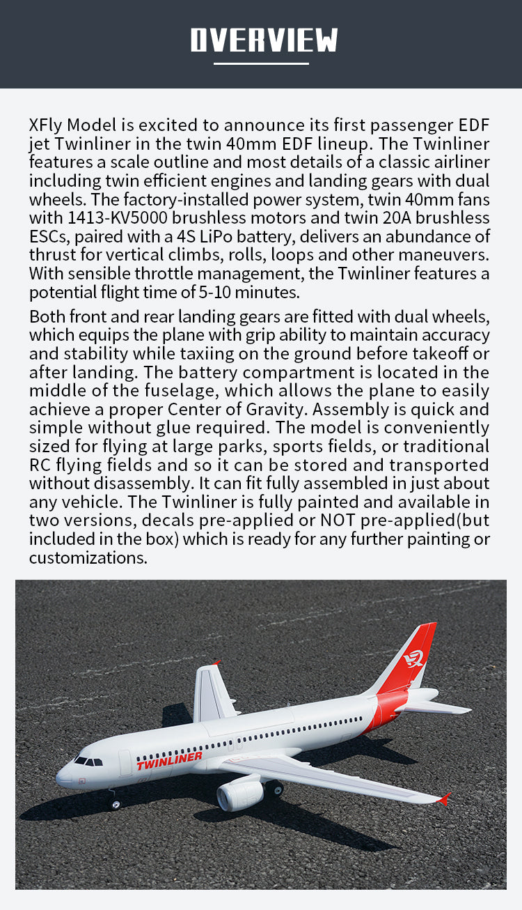 XFLY Twinliner 40mm EDF JET 1010mm PNP