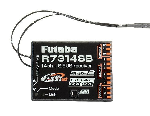 Futaba R7314SB 14-Channel (PWM) Air Receiver (26-Channel S.BUS) FASSTest - High Gain Aerials