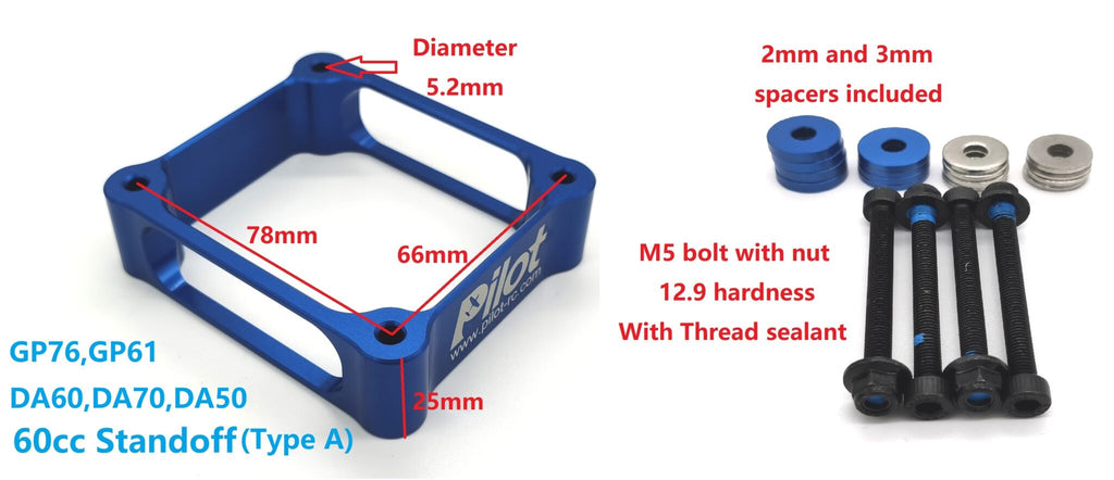 Pilot-RC Standoff set for 50-76cc(A)