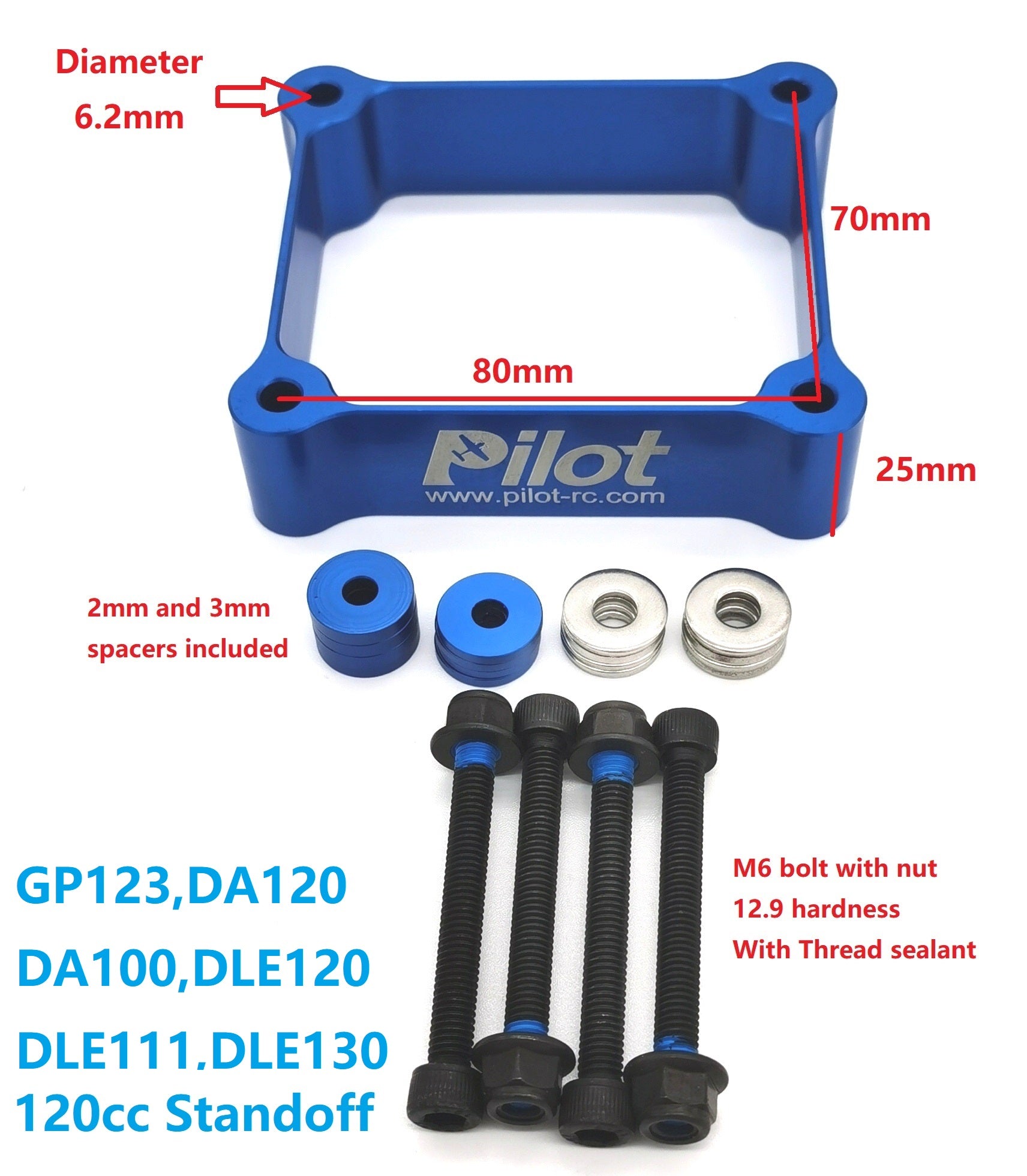 Pilot-RC Standoff set for 120cc