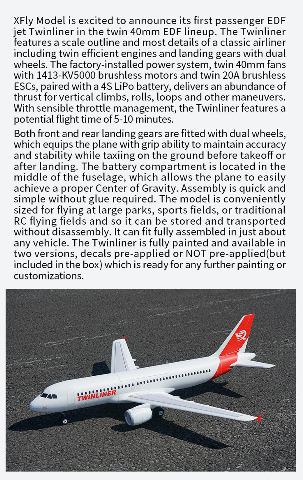XFLY Twinliner 40mm EDF JET 1010mm PNP