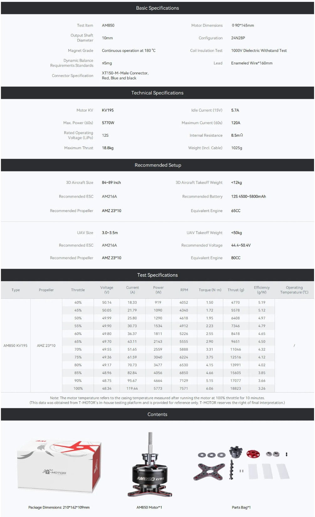 T-Motor AM910 combo 190KV 70-80cc 3D planes