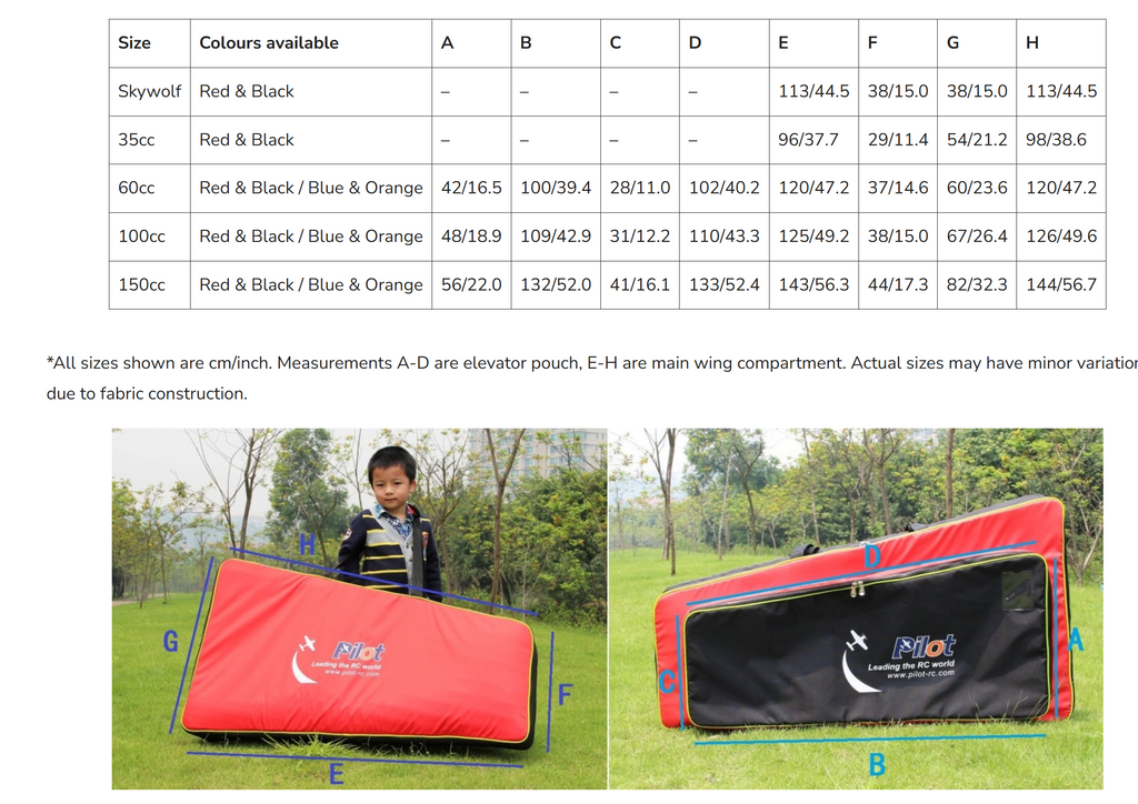 wing bag set pilot-rc 35cc red/black