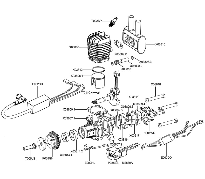 EPHIL X-Series 38cc-R Pro Motor mit E-Starter