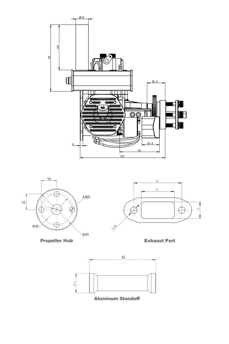 Moteur EPHIL X-Series 40cc-T Pro avec démarreur électrique