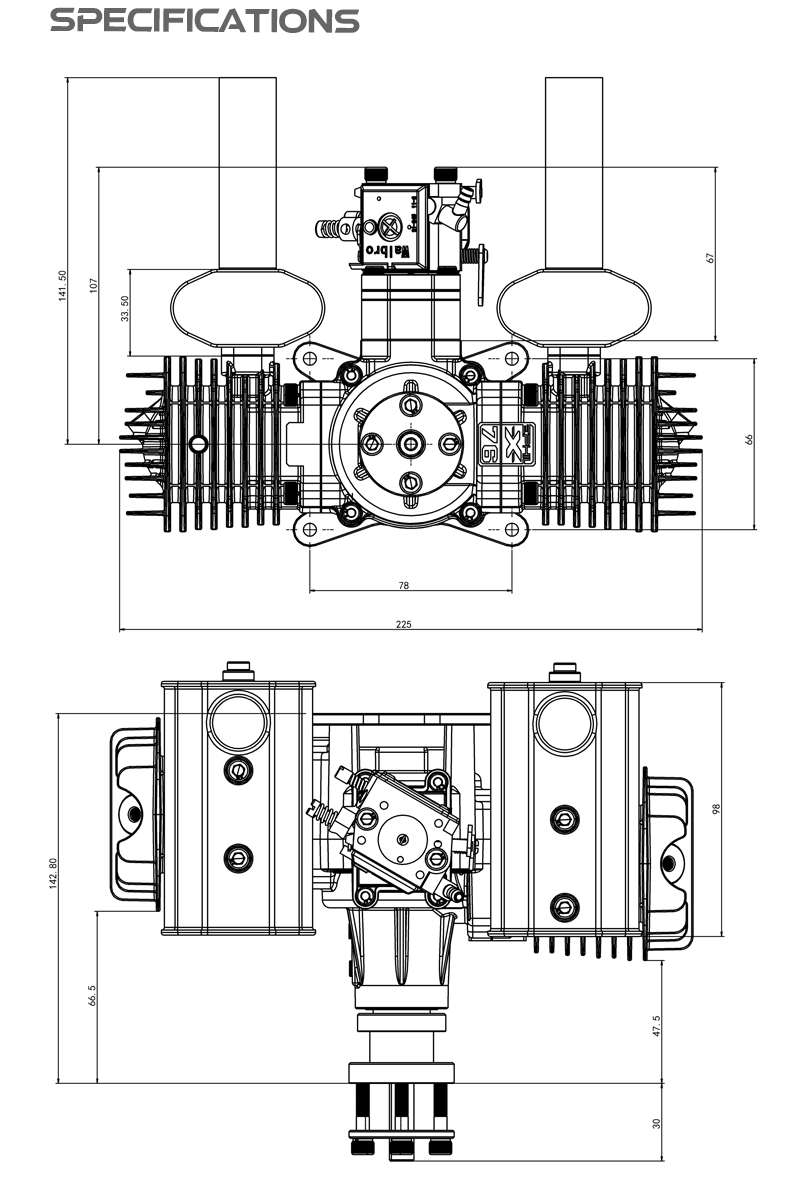 Moteur EPHIL série X 76cc-T