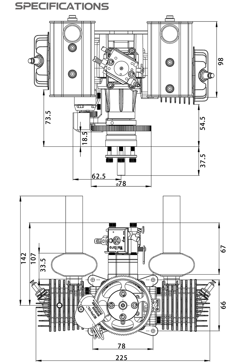 Moteur EPHIL X-Series 76cc-T Pro avec démarreur électrique