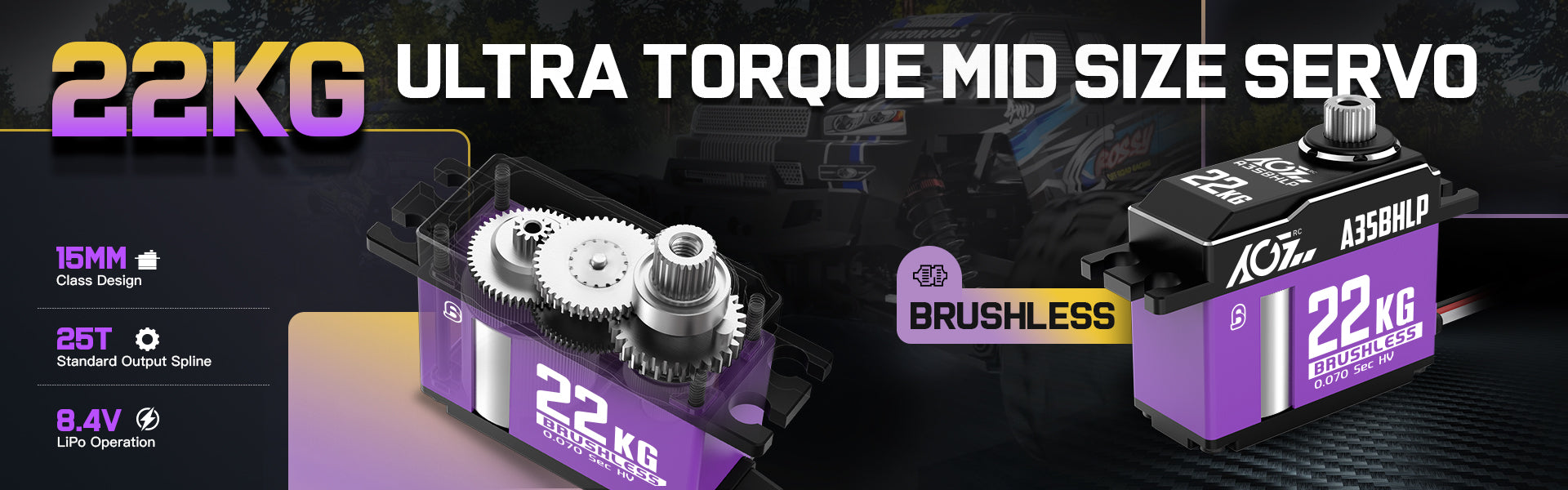 AGF midi servo A35BHLP 22KG steel gear