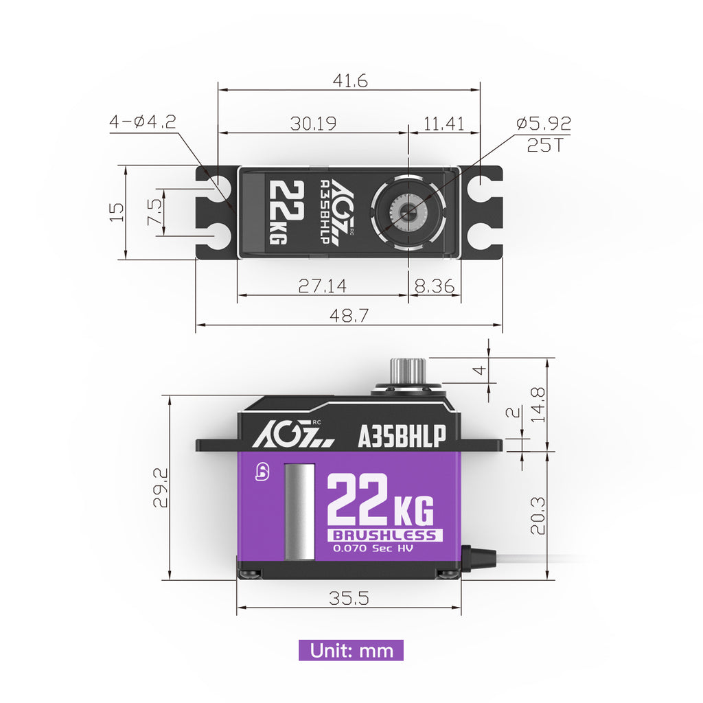 AGF midi servo A35BHLP 22KG steel gear