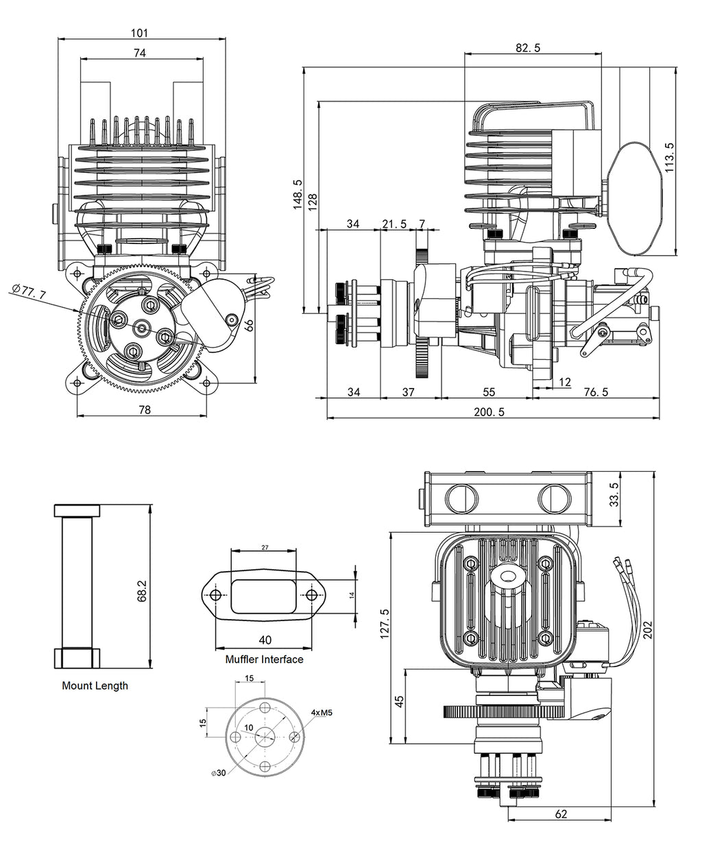 Moteur EPHIL X-Series 60cc-R Pro avec démarreur électrique