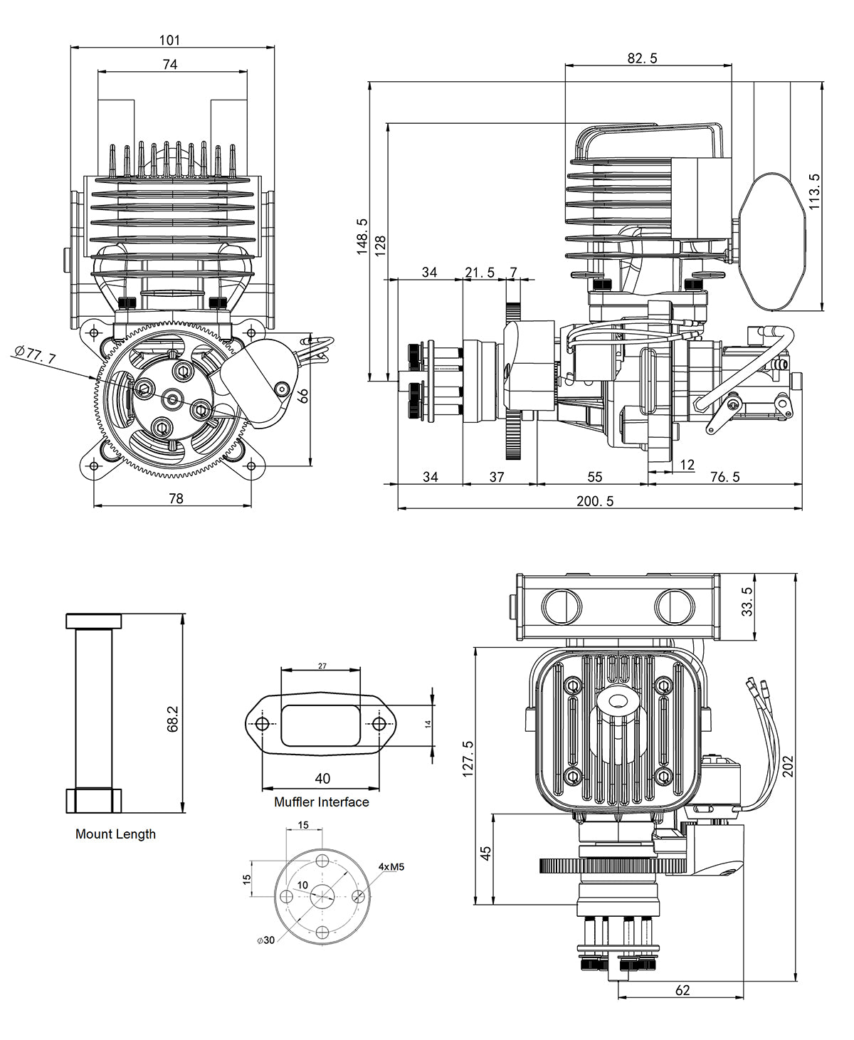 Moteur EPHIL X-Series 60cc-R Pro avec démarreur électrique